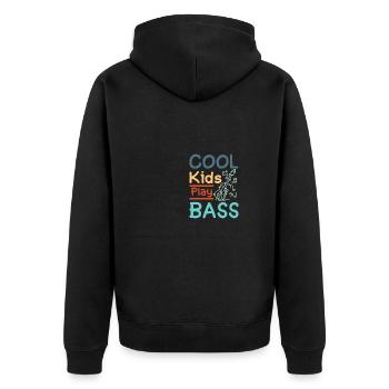Children Cool kids play bass - Unisex Premium Organic Zip Hoodie - black - Back - Nico (187cm)
