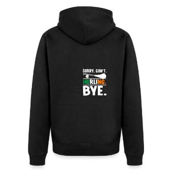 Sorry Can't Hurling Bye - Unisex Premium Bio Zip Hoodie - Schwarz - Hinten - Nico (187cm)