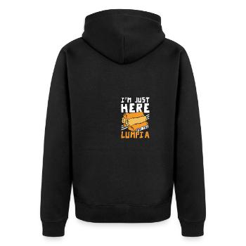 I'm just here for the Lumpia - Unisex Premium Bio Zip Hoodie - Schwarz - Hinten - Nico (187cm)