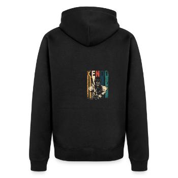 Kendo vintage rétro - Veste à capuche bio Premium Unisexe - noir - Dos - Nico (187cm)