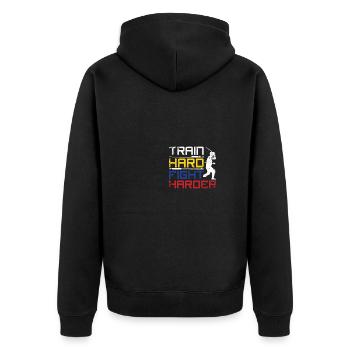 Entraînez-vous dur, combattez plus fort Escrima - Veste à capuche bio Premium Unisexe - noir - Dos - Nico (187cm)