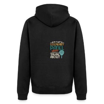 I'm that legendary padel player - Unisex Premium Organic Zip Hoodie - black - Back - Nico (187cm)