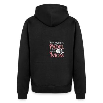 Mother's day My favorite padel player calls me mom - Unisex Premium Organic Zip Hoodie - black - Back - Nico (187cm)