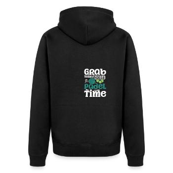 Grab your balls it's padel time - Unisex Premium Organic Zip Hoodie - black - Back - Nico (187cm)