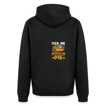 Feed me Pumpkin pie - Unisex Premium Bio Zip Hoodie - Schwarz - Hinten - Nico (187cm)