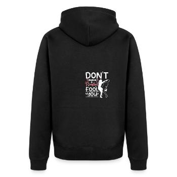 Krav maga girl don't let the ponytail fool you - Unisex Premium Organic Zip Hoodie - black - Back - Nico (187cm)