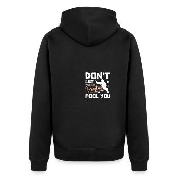 Tai chi girl don't let the ponytail fool you - Unisex Premium Organic Zip Hoodie - black - Back - Nico (187cm)