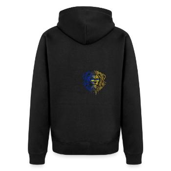 Ukraine - Unisex Premium Organic Zip Hoodie - black - Back - Nico (187cm)