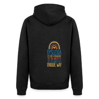 Dyslexia Ability To See The World In Unique Ways - Unisex Premium Bio Zip Hoodie - Schwarz - Hinten - Nico (187cm)