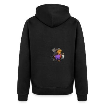 Pumpkin with the bat. A fun Halloween - Unisex Premium Organic Zip Hoodie - black - Back - Nico (187cm)