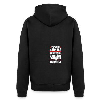 Premium Nachbar Nachbarschaft Nachbarn - Unisex Premium Bio Zip Hoodie - Schwarz - Hinten - Nico (187cm)