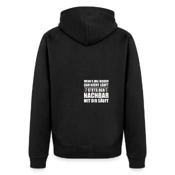 Nachbar Nachbarschaft Einweihung Lieblingsnachbar - Unisex Premium Bio Zip Hoodie - Schwarz - Hinten - Nico (187cm)