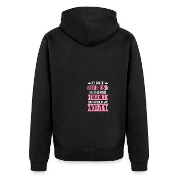Bauherrin Notizen Richtfest Husbau - Unisex Premium Bio Zip Hoodie - Schwarz - Hinten - Nico (187cm)