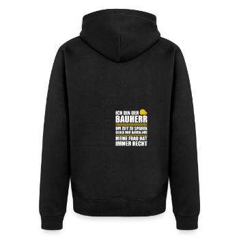 Meine Frau Bauherr Bauleiter Richtfest - Unisex Premium Bio Zip Hoodie - Schwarz - Hinten - Nico (187cm)