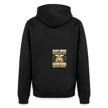 Die Sicherung abgeklemmt Biertrinker Bier - Unisex Premium Bio Zip Hoodie - Schwarz - Hinten - Nico (187cm)