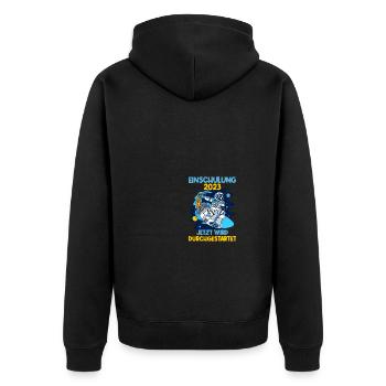 Einschulung 2023 Rakete Schulkind Schuleinführung - Unisex Premium Bio Zip Hoodie - Schwarz - Hinten - Nico (187cm)