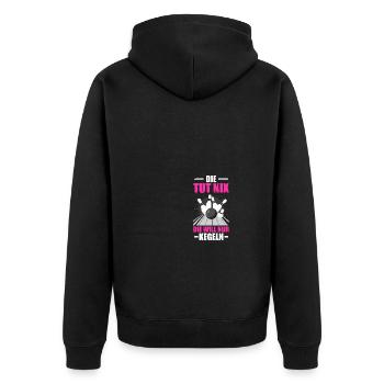 Die tut nix kegeln Kegel Kegler Sportkegler - Unisex Premium Bio Zip Hoodie - Schwarz - Hinten - Nico (187cm)