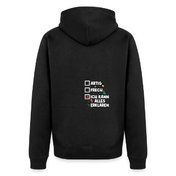 Artig frech Weihnachtsoutfit Ugly Christmas - Unisex Premium Bio Zip Hoodie - Schwarz - Hinten - Nico (187cm)