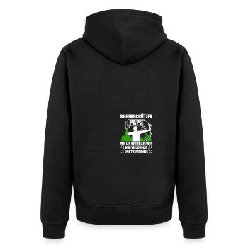 Papa Pfeil und Bogen Bogenschießen Bogenschütze - Unisex Premium Bio Zip Hoodie - Schwarz - Hinten - Nico (187cm)