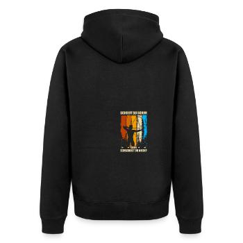 Schießt du Pfeil Bogen Bogenschießen Bogenschütze - Unisex Premium Bio Zip Hoodie - Schwarz - Hinten - Nico (187cm)