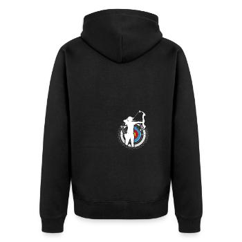 Pfeil und Bogen Bogenschießen Bogenschütze - Unisex Premium Bio Zip Hoodie - Schwarz - Hinten - Nico (187cm)