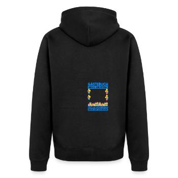 5. Geburtstag Gästebuch Geburtstagsgeschenk - Unisex Premium Bio Zip Hoodie - Schwarz - Hinten - Nico (187cm)