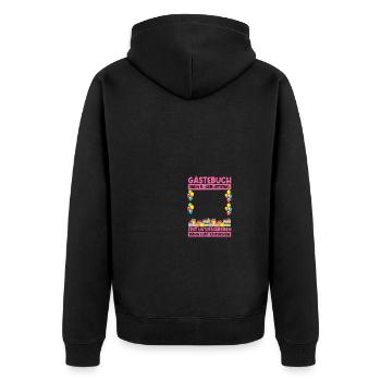 5. Geburtstag Gästebuch Geburtstagsgeschenk - Unisex Premium Bio Zip Hoodie - Schwarz - Hinten - Nico (187cm)