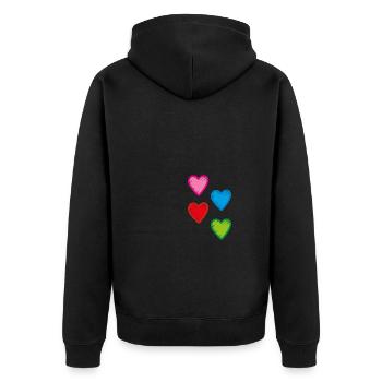 Herzen - Unisex Premium Bio Zip Hoodie - Schwarz - Hinten - Nico (187cm)