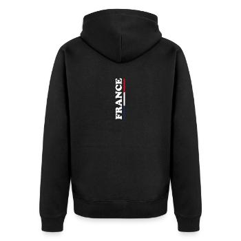 FRANKREICH Flagge und Emblem von Frankreich. Ertragen - Unisex Premium Bio Zip Hoodie - Schwarz - Hinten - Nico (187cm)