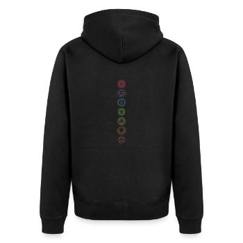 Chakras - Unisex Premium Bio Zip Hoodie - Schwarz - Hinten - Nico (187cm)