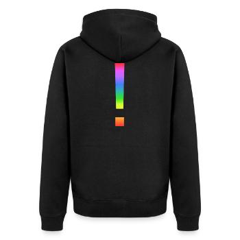 Regenbogen-Ausrufezeichen - Unisex Premium Bio Zip Hoodie - Schwarz - Hinten - Nico (187cm)