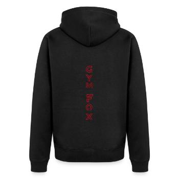 GYM FOX - Motivating Gym and Fitness Designs - Unisex Premium Organic Zip Hoodie - black - Back - Nico (187cm)