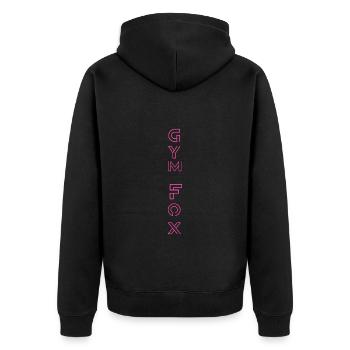 Typographic Gym Motivation - "GYM FOX " Design - Unisex Premium Organic Zip Hoodie - black - Back - Nico (187cm)
