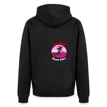 Dicke Oberschenkel Besenreiten Halloween-Spaß - Unisex Premium Bio Zip Hoodie - Schwarz - Hinten - Nico (187cm)
