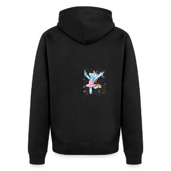 Einhorn mittelfinger witzig geschenkidee - Unisex Premium Bio Zip Hoodie - Schwarz - Hinten - Nico (187cm)