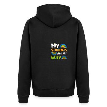 Lehrer Lehrkraft Schüler Professor Geschenk - Unisex Premium Bio Zip Hoodie - Schwarz - Hinten - Nico (187cm)