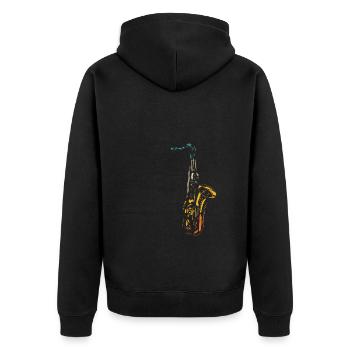 Retro Vintage Trompete Geschenkidee Trompeten Spie - Unisex Premium Bio Zip Hoodie - Schwarz - Hinten - Nico (187cm)