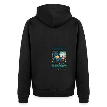 Ich brauche keine Therapie, ich muss nur Bingo spi - Unisex Premium Bio Zip Hoodie - Schwarz - Hinten - Nico (187cm)