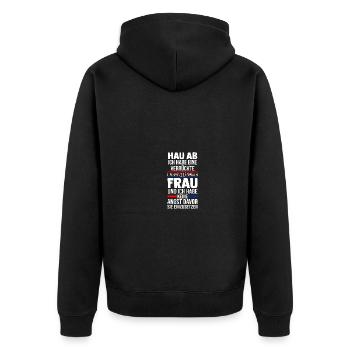 Kroaten Kroate Kroatin Hrvatska Kroatien - Unisex Premium Bio Zip Hoodie - Schwarz - Hinten - Nico (187cm)