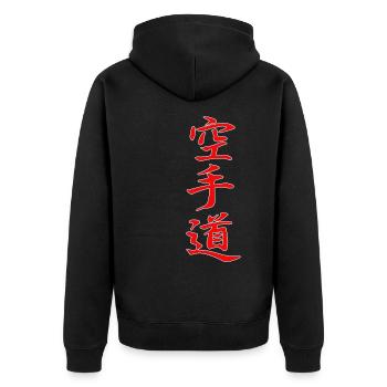 Karaté-do Kanji design en rouge - Veste à capuche bio Premium Unisexe - noir - Dos - Nico (187cm)