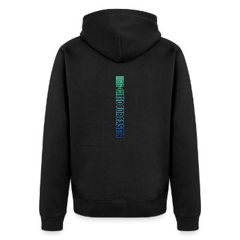 EGG-CITED FOR EASTER – neon Easter humor - Unisex Premium Organic Zip Hoodie - black - Back - Nico (187cm)