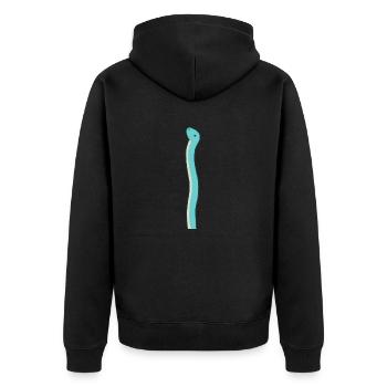 hugadino Dino mit laaangem Hals, süßer Dinosaurier - Unisex Premium Bio Zip Hoodie - Schwarz - Hinten - Nico (187cm)