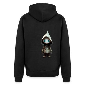 Niedliches Monster - Unisex Premium Bio Zip Hoodie - Schwarz - Hinten - Nico (187cm)