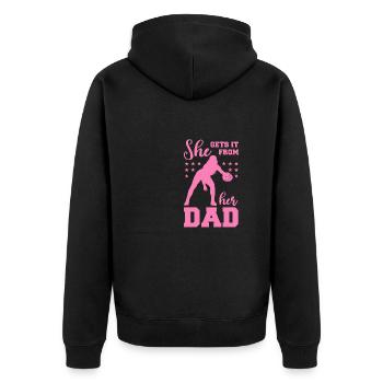 She Gets It From Her Dad - Unisex Premium Bio Zip Hoodie - Schwarz - Hinten - Nico (187cm)