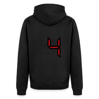 4,4 JAHRE,4. GEBURTSTAG,4 GEBURTSTAG,4 - Unisex Premium Bio Zip Hoodie - Schwarz - Hinten - Nico (187cm)