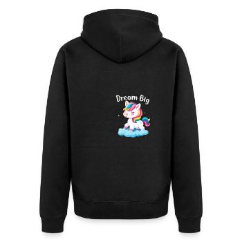 Dream Big Unicorn Inspiration for Unicorn Lovers - Unisex Premium Organic Zip Hoodie - black - Back - Nico (187cm)