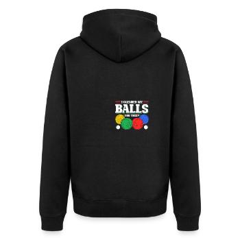 I Cleaned My Bocce Balls For This, Funny Bocci - Unisex Premium Bio Zip Hoodie - Schwarz - Hinten - Nico (187cm)