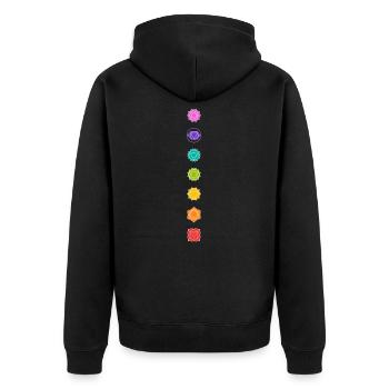Chakra Symbole 7 Chakren Meditation Yoga Kundalini - Unisex Premium Bio Zip Hoodie - Schwarz - Hinten - Nico (187cm)