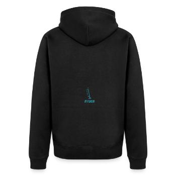 Geschenk für Ayden - Unisex Premium Bio Zip Hoodie - Schwarz - Hinten - Nico (187cm)