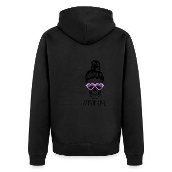Momlife Mama Mutter Mom Beste Mama Totenkopf - Unisex Premium Bio Zip Hoodie - Schwarz - Hinten - Nico (187cm)